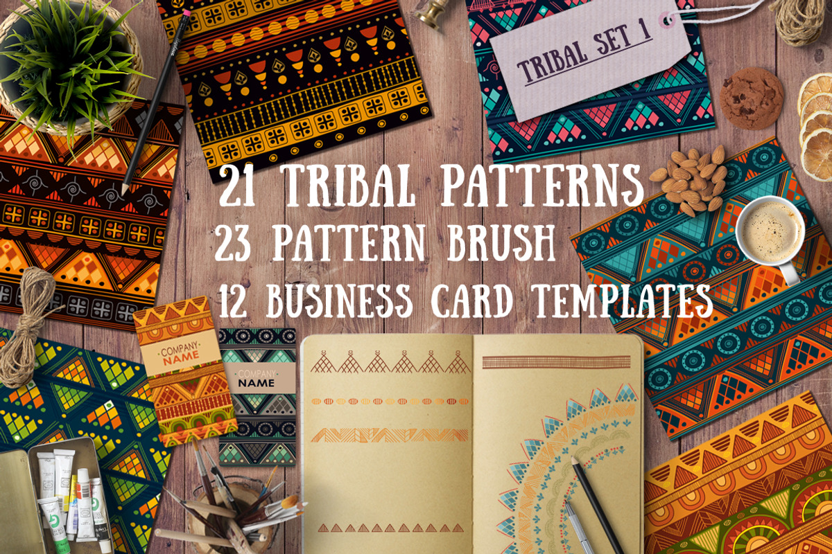 1.Tribal patterns, brushes and cards, a Pattern Graphic by SwetTS (Photo 1 of 6)