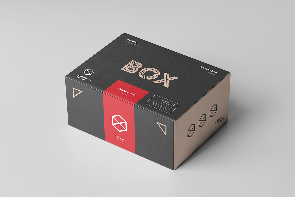 Carton Box Mock-up 135x105x60, a Product Mockup by Yogurt86 (Photo 4 of 10)