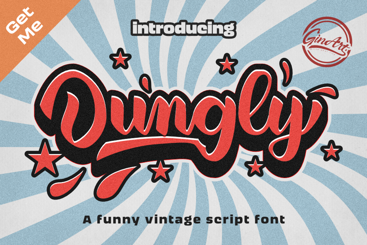 Dungly- Retro Script Fun, a Script Font by Ginart (Photo 1 of 10)