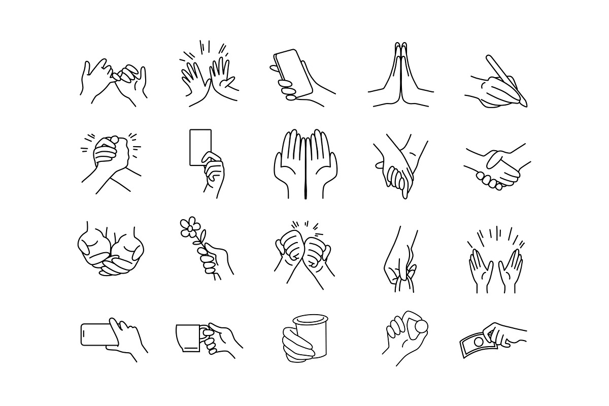 Hand Gesture Line Art Illustration, an Object Graphic by SLAB! Design (Photo 2 of 4)