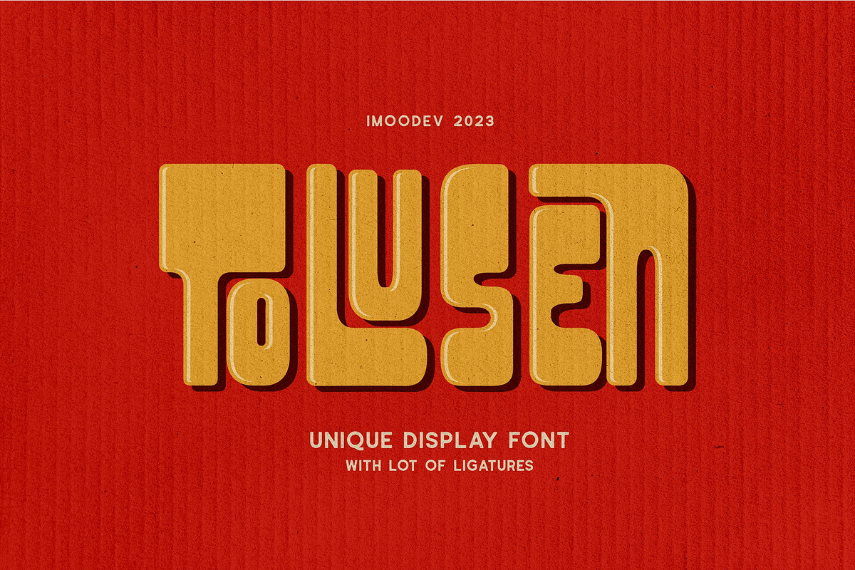 Tolusen - Bold Retro Font, a Sans Serif Font by Imoodev (Photo 1 of 5)