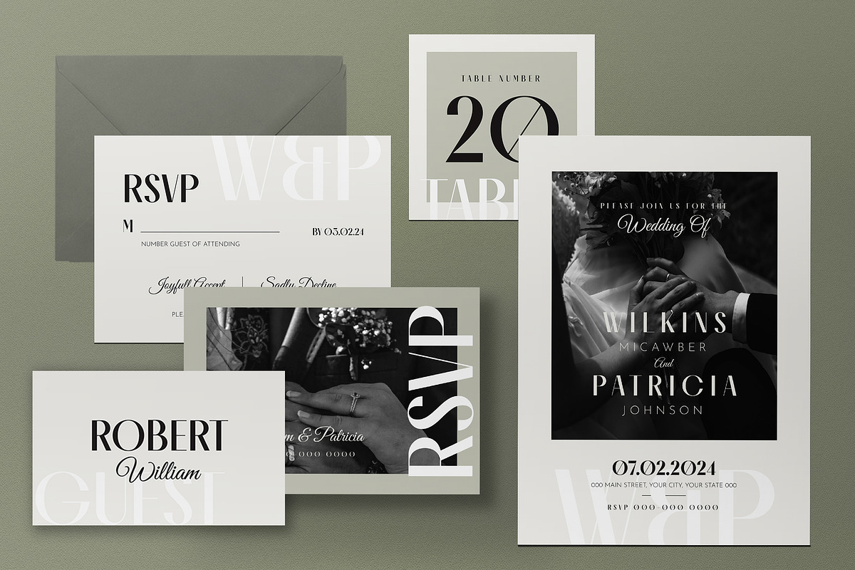 Minimalist Wedding Invitation Set, an Invitation Template by graphicook (Photo 3 of 3)