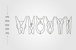 set of pegs line art logo vector, an Object Graphic by lawoel