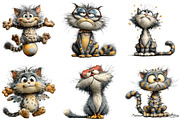 Whimsical Funny Cat Clipart, an Illustration by CraftArtStudio (Thumbnail 2 of 6)