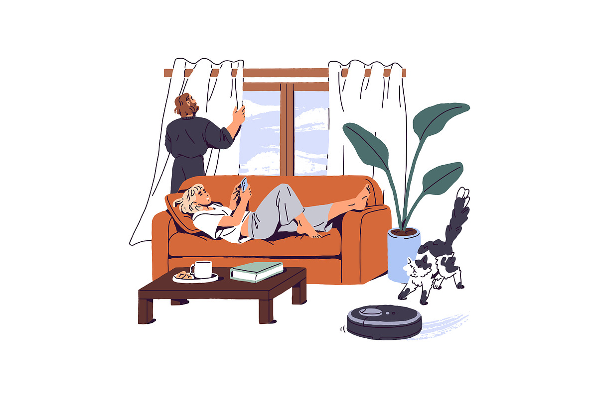 People cleaning home together set, a Person Illustration by PaperTrident (Photo 9 of 9)