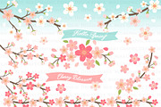 Cherry Blossom Flower Set, an Illustration by Mia's Graphic Design (Thumbnail 3 of 9)