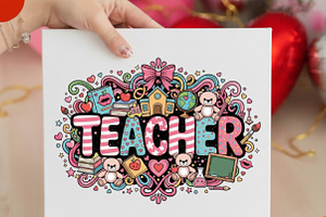 Preppy Teacher Valentine Png, Teache, an Illustration by Designking