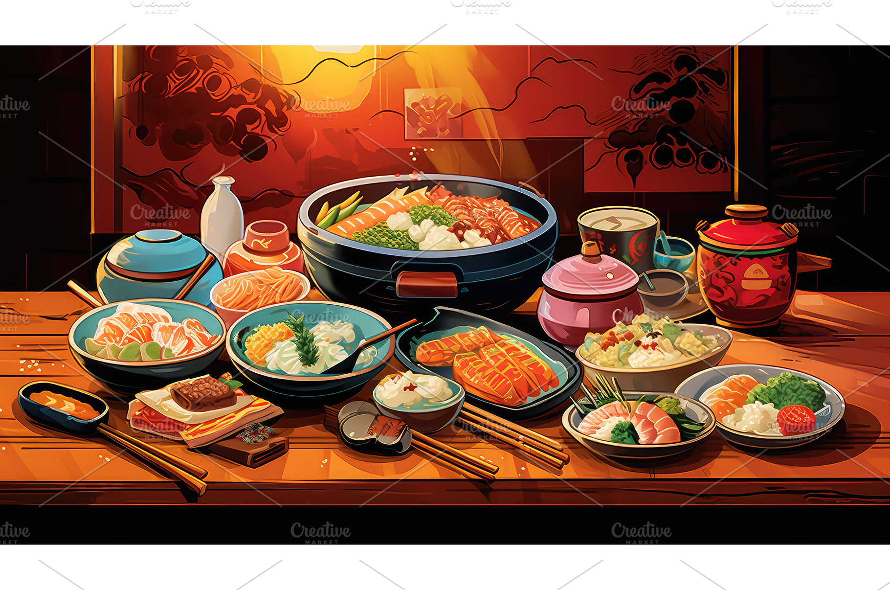 meal desk food background ai, a Food & Drink Photo by pikepicture