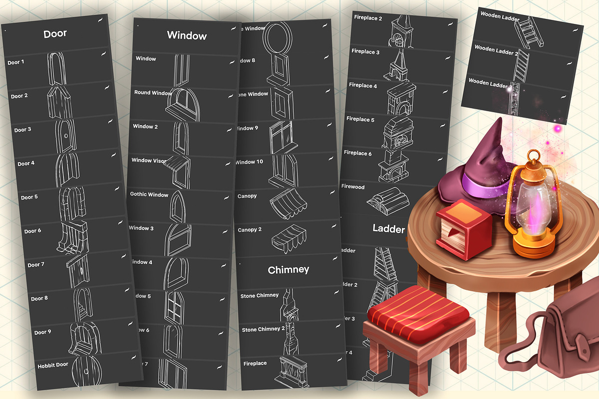 ISOMETRIC INTERIOR PROCREATE CREATOR, a Brush Add-On by AlexandraArt (Photo 6 of 9)