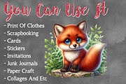 Watercolor Cute Foxes clipart Bundle, a Seasonal Illustration by Craft Nest (Thumbnail 3 of 5)