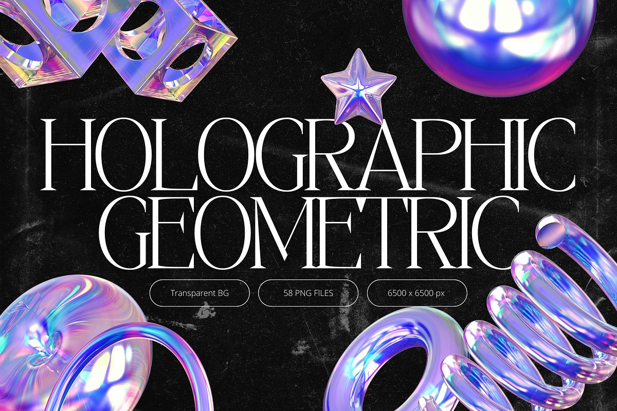 3D Holographic Geometric Shapes, an Object Graphic by Design Studio (Photo 1 of 7)
