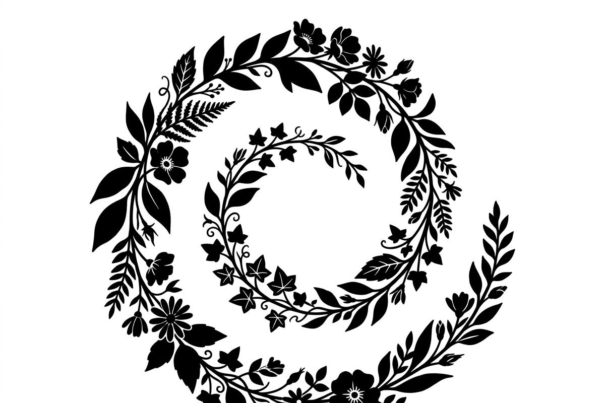 50 Elegant Floral Leaf Spiral Frame, a Decorative Illustration by Amazin_art (Photo 38 of 41)
