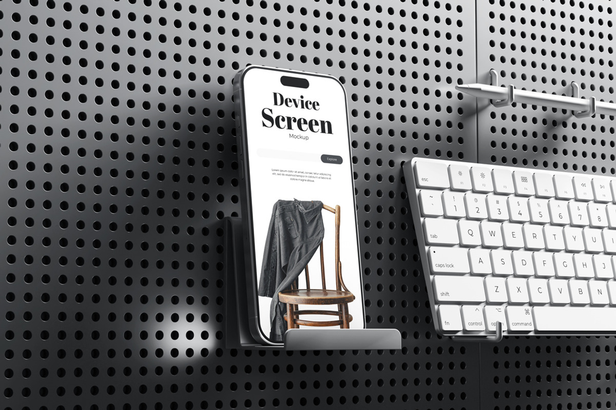 Device Screen Mockup With Pegboard, a Device Mockup by Rizky Audymas (Photo 3 of 7)