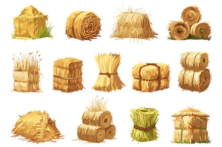 Hay bales, piles, heaps and stacks, an Illustration by Valerie Bodnar