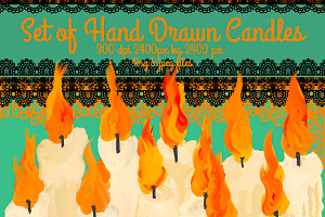 Set of hand drawn candles