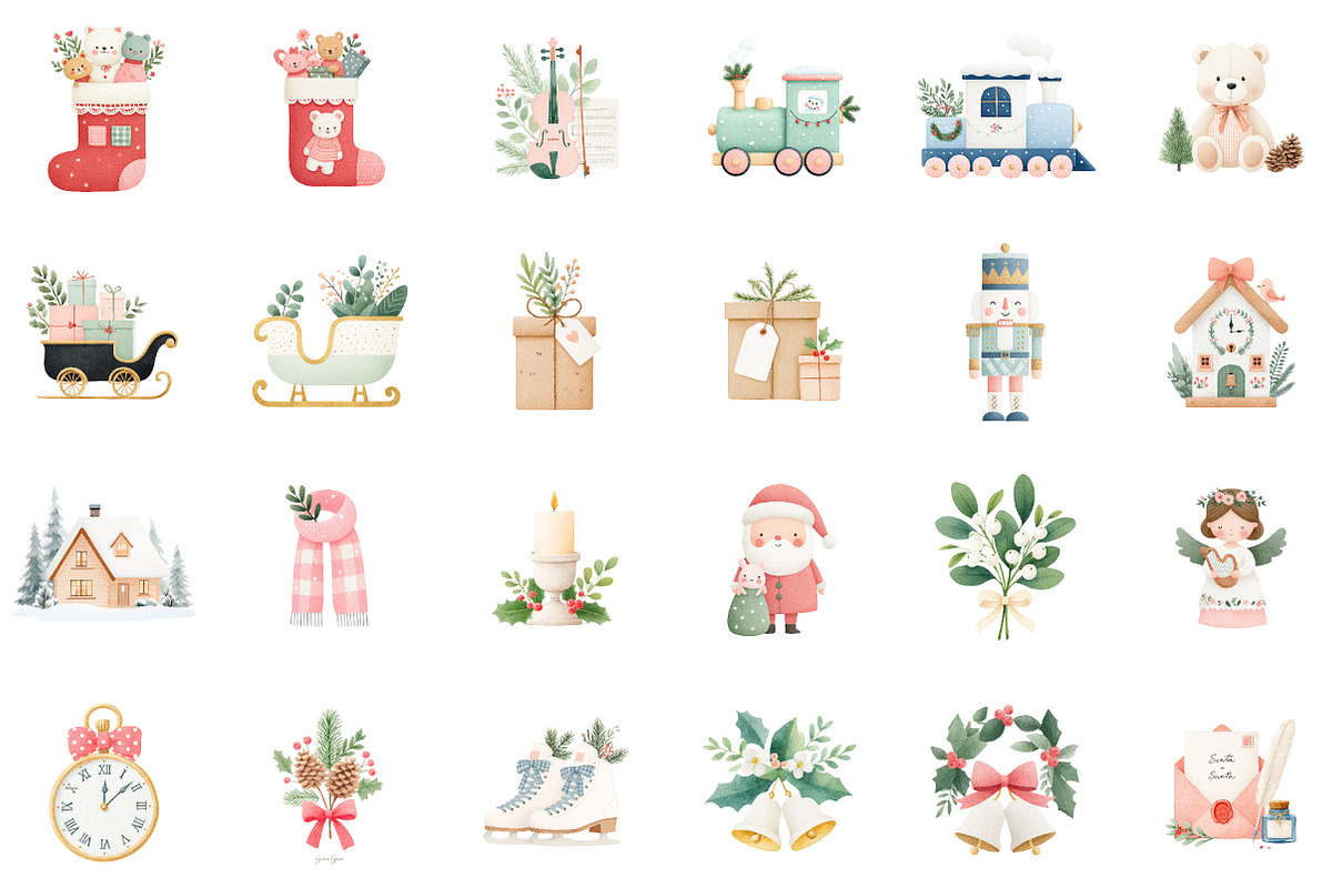 Vintage Old Christmas Clipart Bundle, an Illustration by Sublimation Artist (Photo 2 of 6)