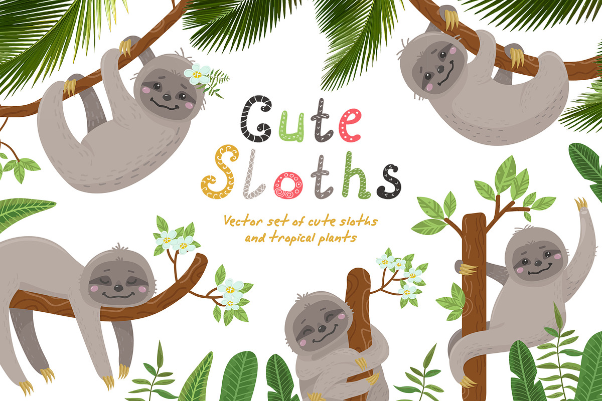 Sloths and tropical plants, an Object Graphic by Nafanya (Photo 1 of 10)