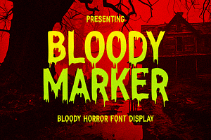 Bloody Marker Dripping Display Font, a Sans Serif Font by Pixesia Studio