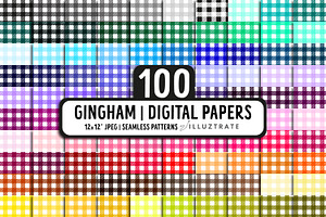 Gingham Digital Paper Rainbow