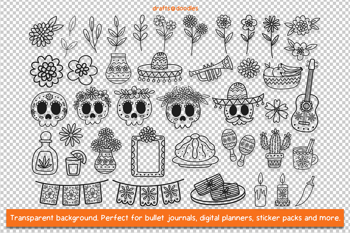 Day of the Dead Clipart and Patterns, an Object Illustration by Drafts n Doodles (Photo 5 of 14)