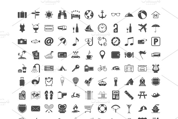 121 Icons Set Vacation And Travel.