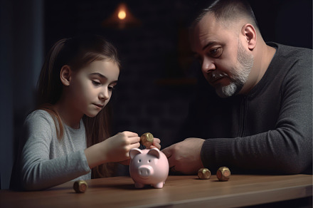 Grandpa count coins with, a Holiday Photo by Ylivdesign