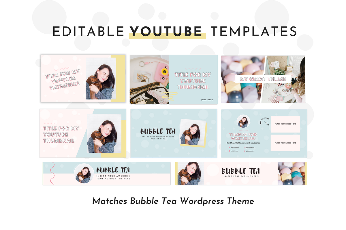 Pastel YouTube Branding Kit Canva, a Social Media Template by ltsdesigns (Photo 1 of 5)