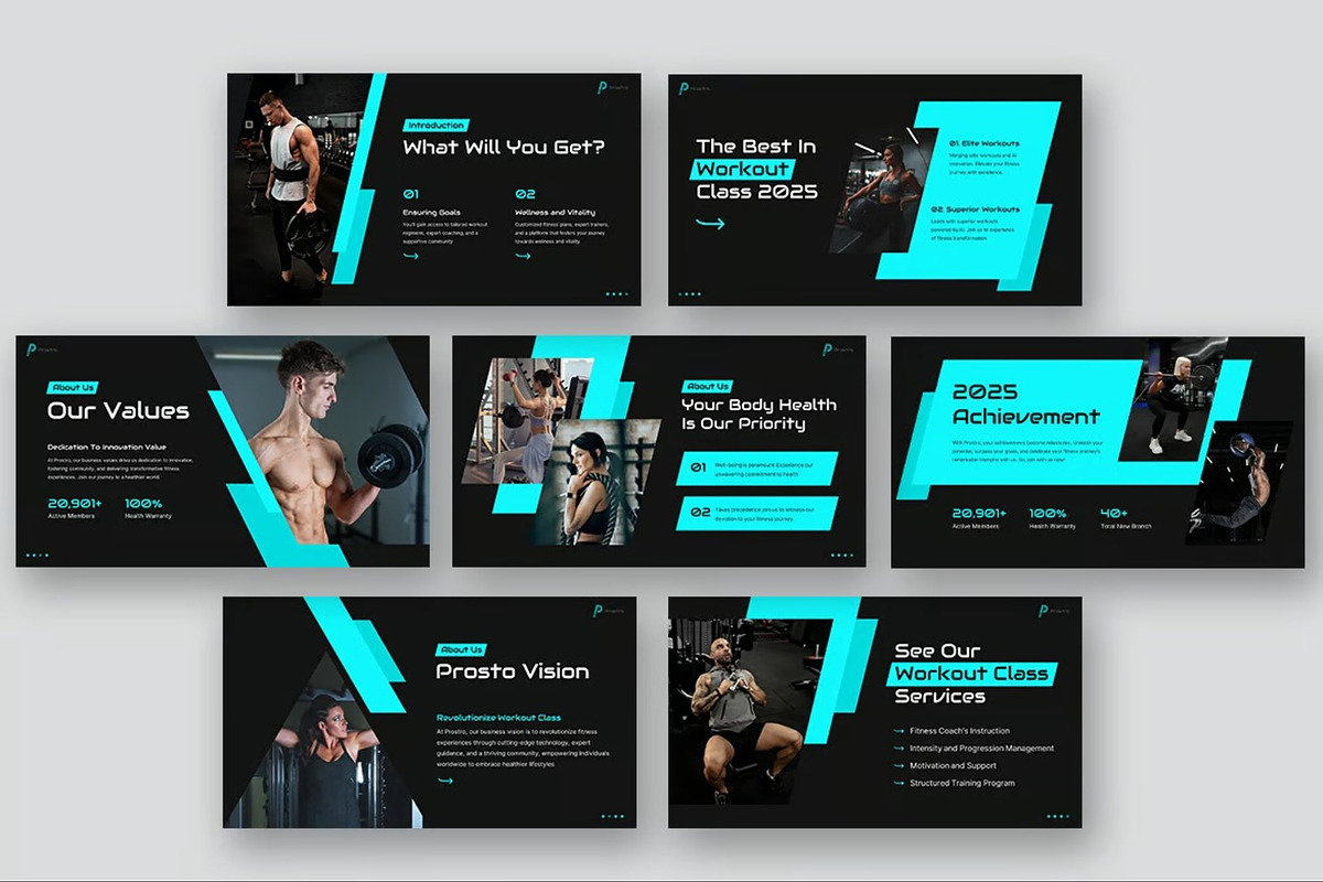 Workout Class Google Slides Template, a Presentation Template by Fit-tee (Photo 9 of 11)