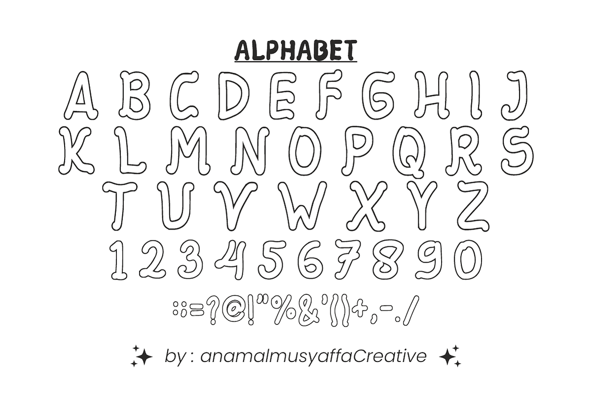 Dancing Letters-Playful Outline Font, a Handwritten Font by KiddoGlyphs Studio (Photo 4 of 4)