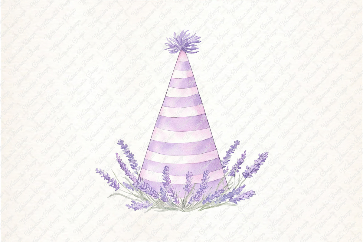 Lavender Floral Birthday Clipart, an Illustration by Watercolor design (Photo 7 of 11)
