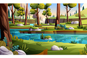 Nature River and Waterfall Landscape, an Illustration by YG Studio (Thumbnail 3 of 6)