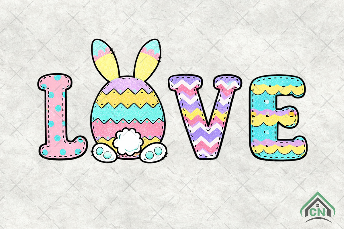 Cute Easter LOVE PNG, an Illustration by Craft Nest (Photo 1 of 4)