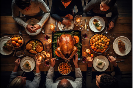 Family sitting at a Thanksgiving, a Food & Drink Photo by Yulia Furman