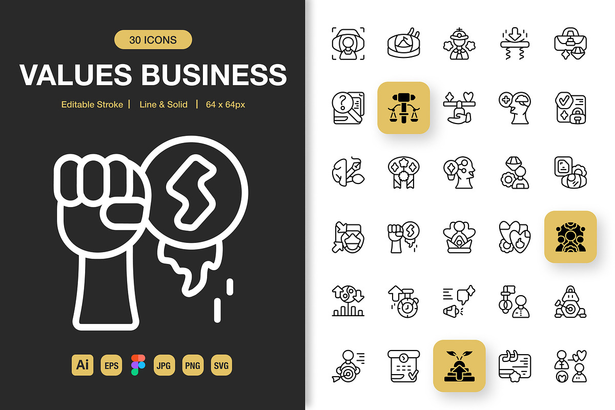 Values Business Icons, an Icon by Spacepixel Creative (Photo 1 of 3)