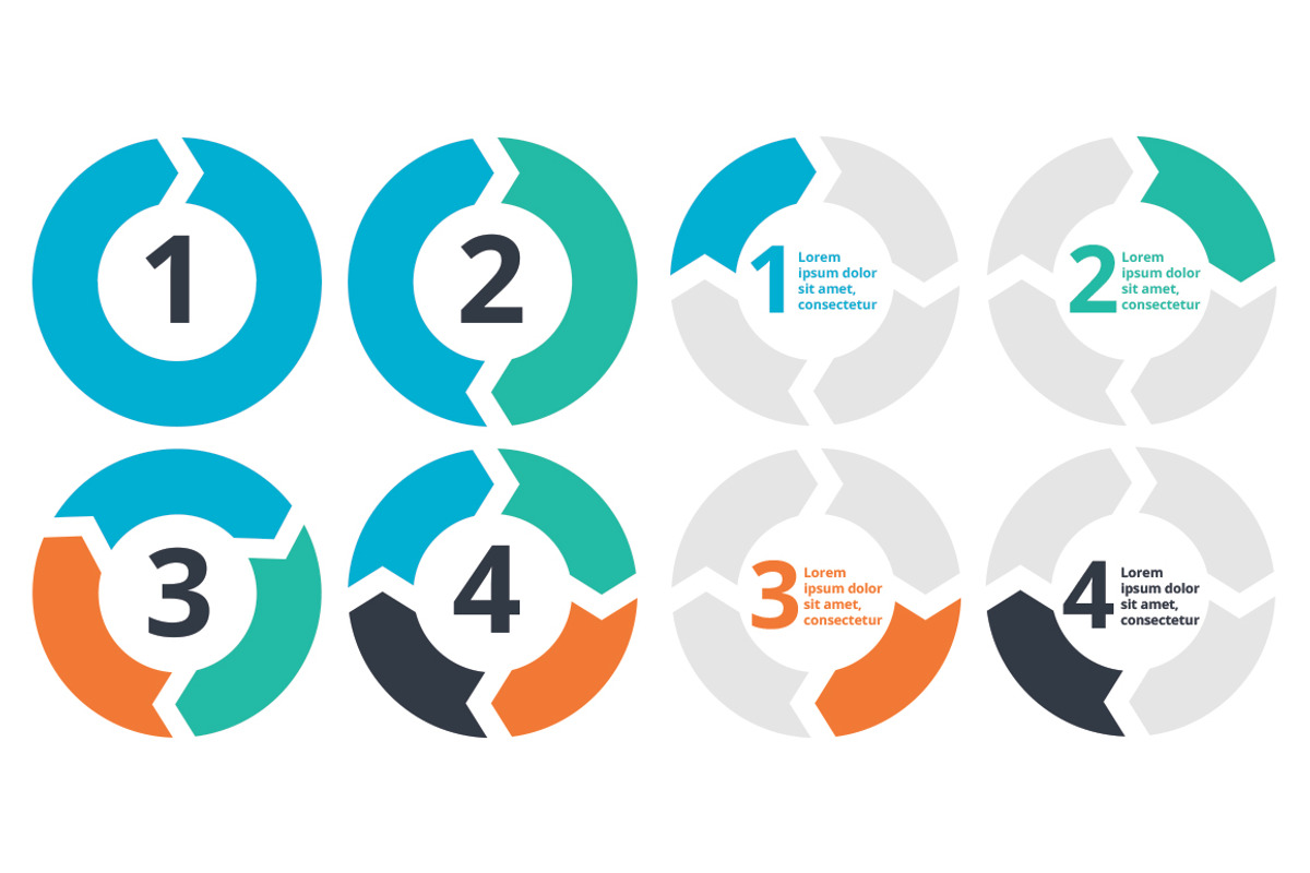 Flat Vector 3 and 4 Step Process, a Templates & Theme by Josh Johnson (Photo 3 of 4)