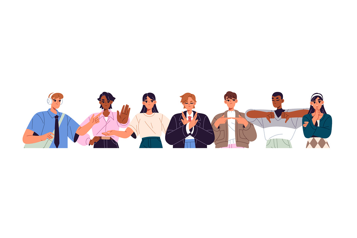 People communicate with gestures set, a Person Illustration by PaperTrident (Photo 3 of 11)