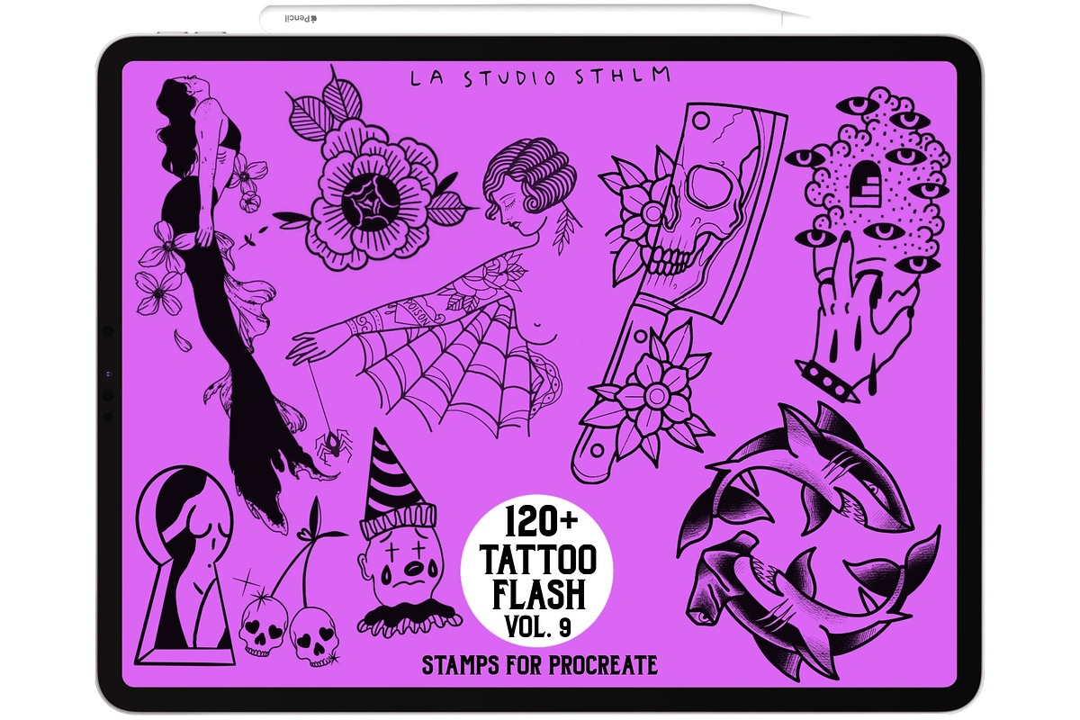 BUNDLE 2 - Tattoo Flash - Stamp Sets, a Brush Add-On by LA Studio Sthlm (Photo 9 of 17)