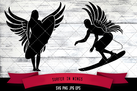 Surfer in Wings Vector