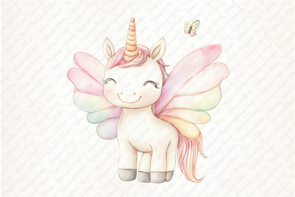 Watercolor Cute Unicorn Clipart, an Illustration by Watercolor design (Photo 8 of 11)