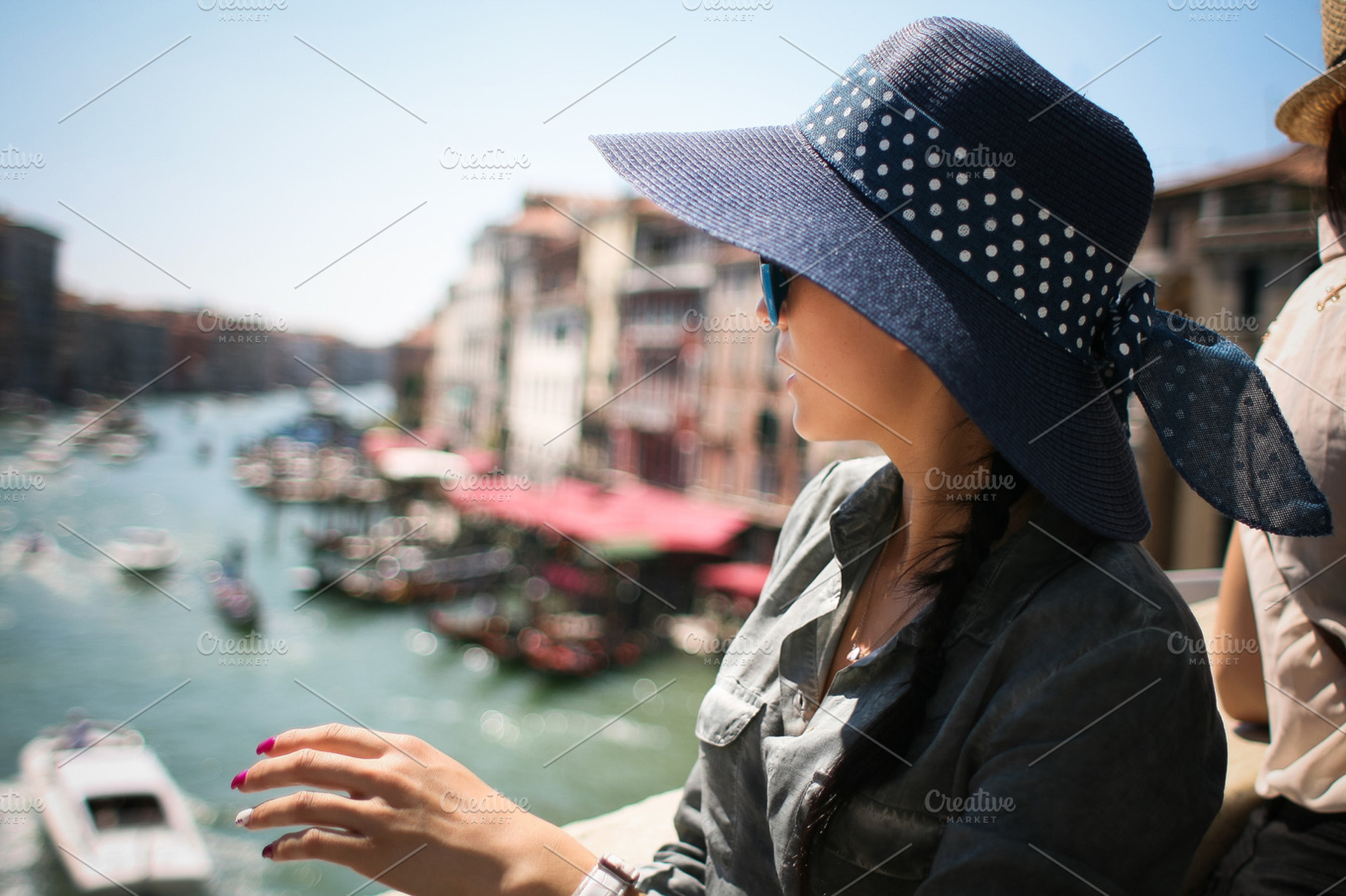 Girl looking for gondolas in venice containing girl, pretty, and young