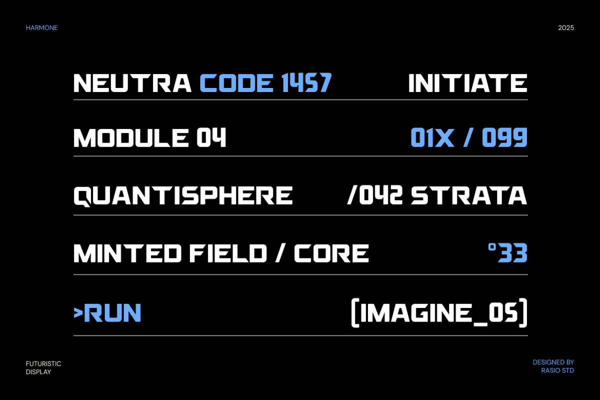 Harmone Futuristic Display Font, a Sans Serif Font by Rasio Studio (Photo 5 of 7)