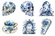 Blue & Ivory Chinoiserie Halloween, an Illustration by SinaCreation (Thumbnail 3 of 5)