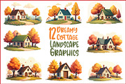 Dreamy Autumn Cottage Clipart Bundle, an Illustration by BIPLOB EXPERT (Thumbnail 1 of 13)