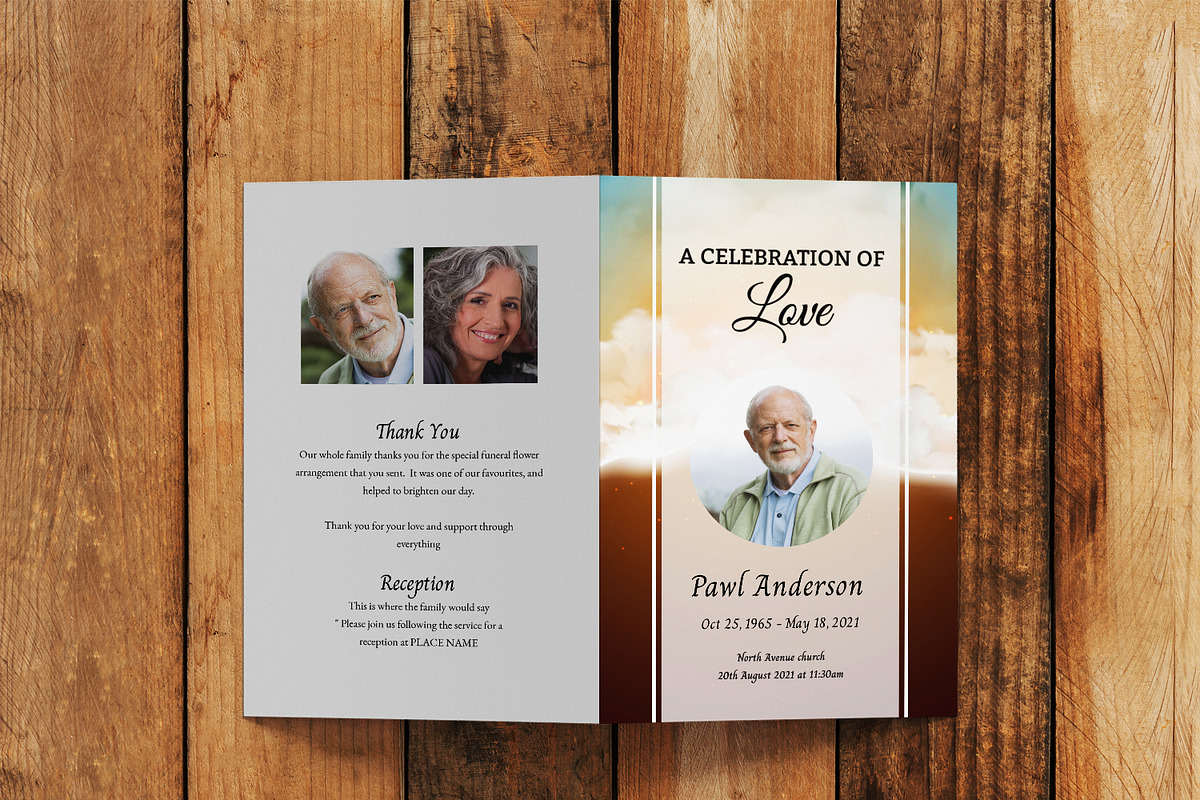 Editable Funeral Program Template, a Brochure Template by SmmrDesign (Photo 2 of 6)