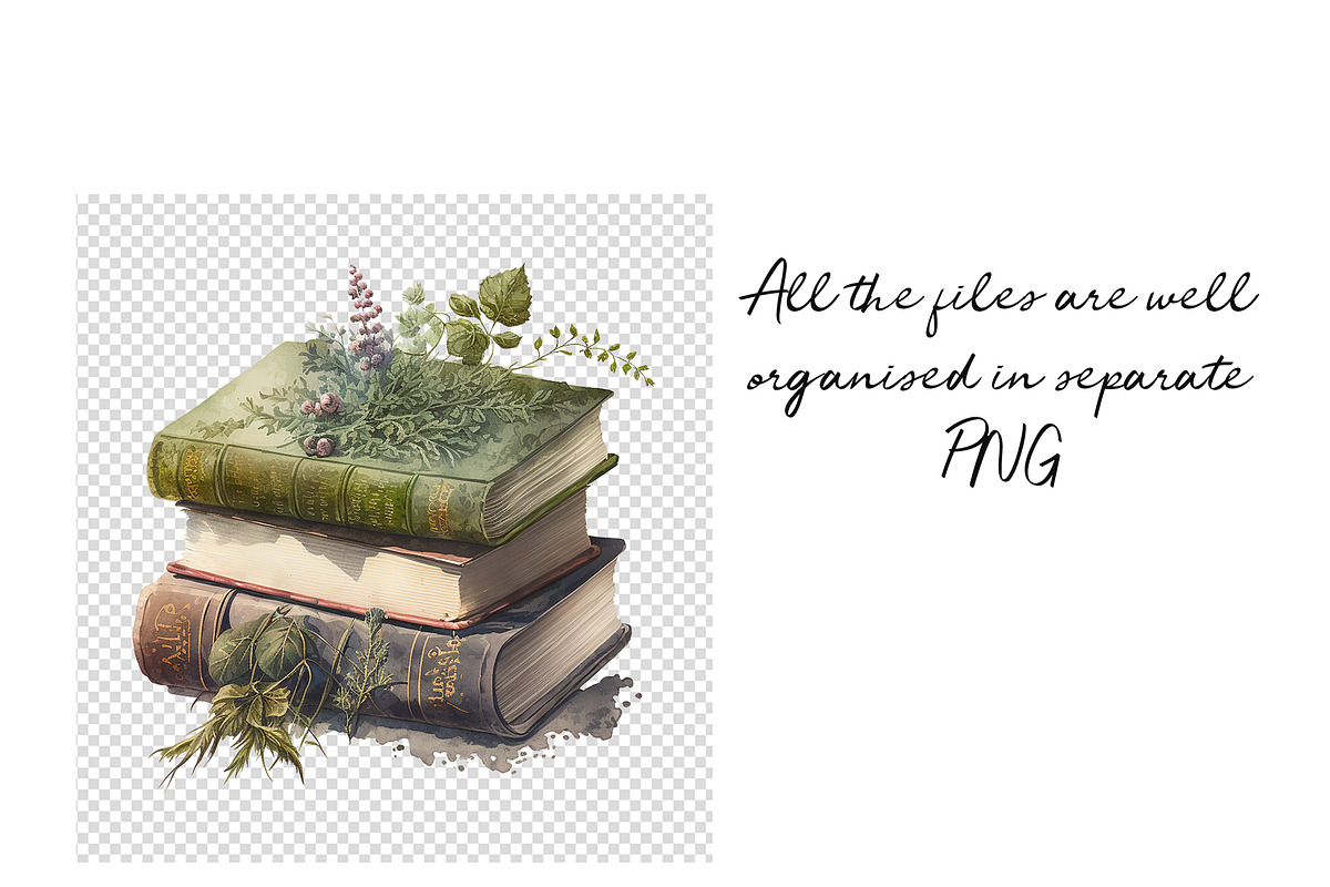 Magic Books Watercolor Clipart, an Object Graphic by Colibri Watercolor (Photo 3 of 4)