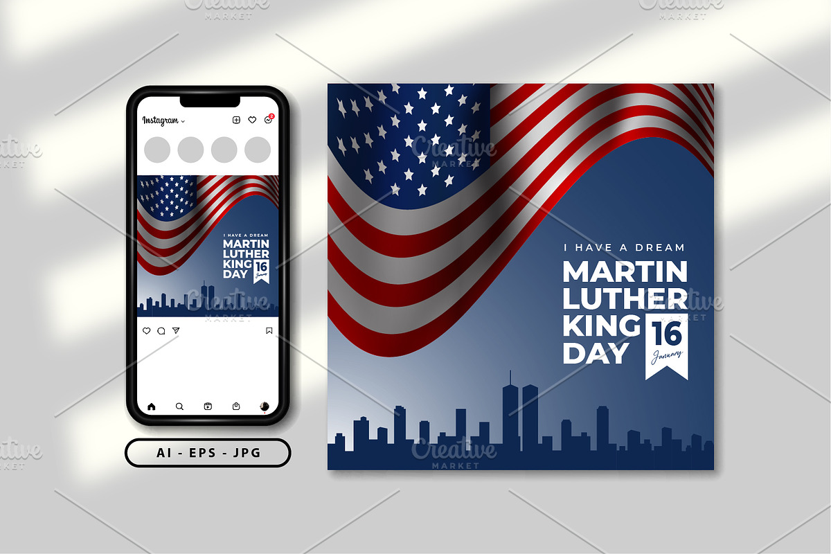 Martin Luther king day themed design, a Poster Template by Vervenaaa3