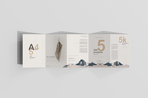 A4 Size Five Fold Brochure Mockup