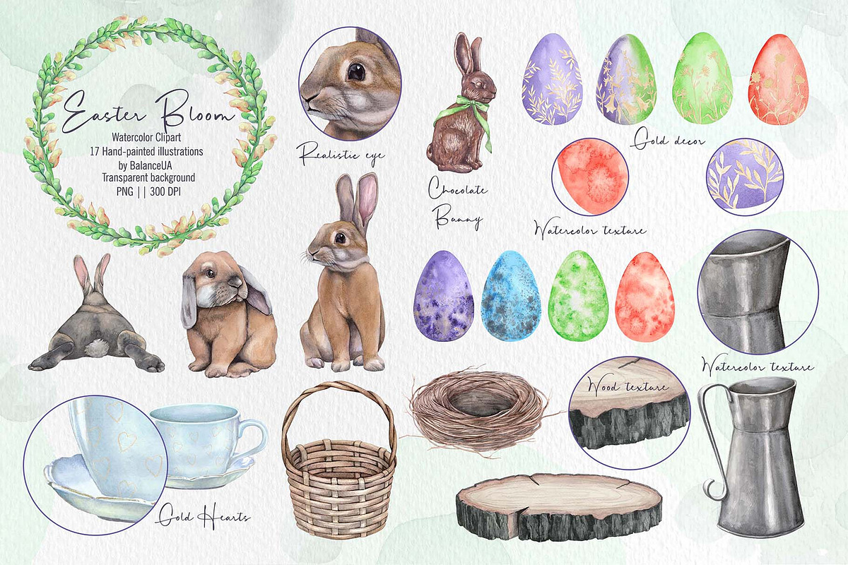 Easter & Spring watercolor clipart., an Illustration by BalanceUA (Photo 7 of 10)