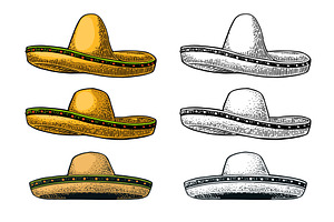 Sombrero. Vintage color engraving, an Object Illustration by MoreVector