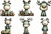 Whimsical Christmas Reindeer Clipart, an Illustration by Black Bird Studio (Thumbnail 5 of 6)